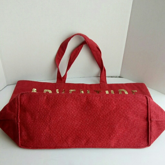 Olive & Hill Adventure awaits red burlap tote - Picture 3 of 7